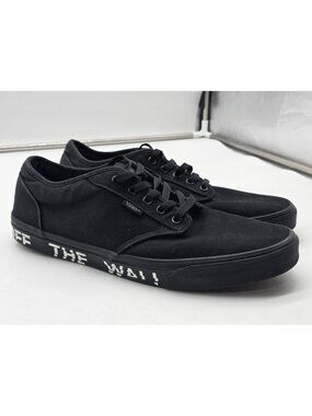 Vans Shoes Mens Size 12 Black Canvas Off The Wall Low Top Skateboarding Sneakers